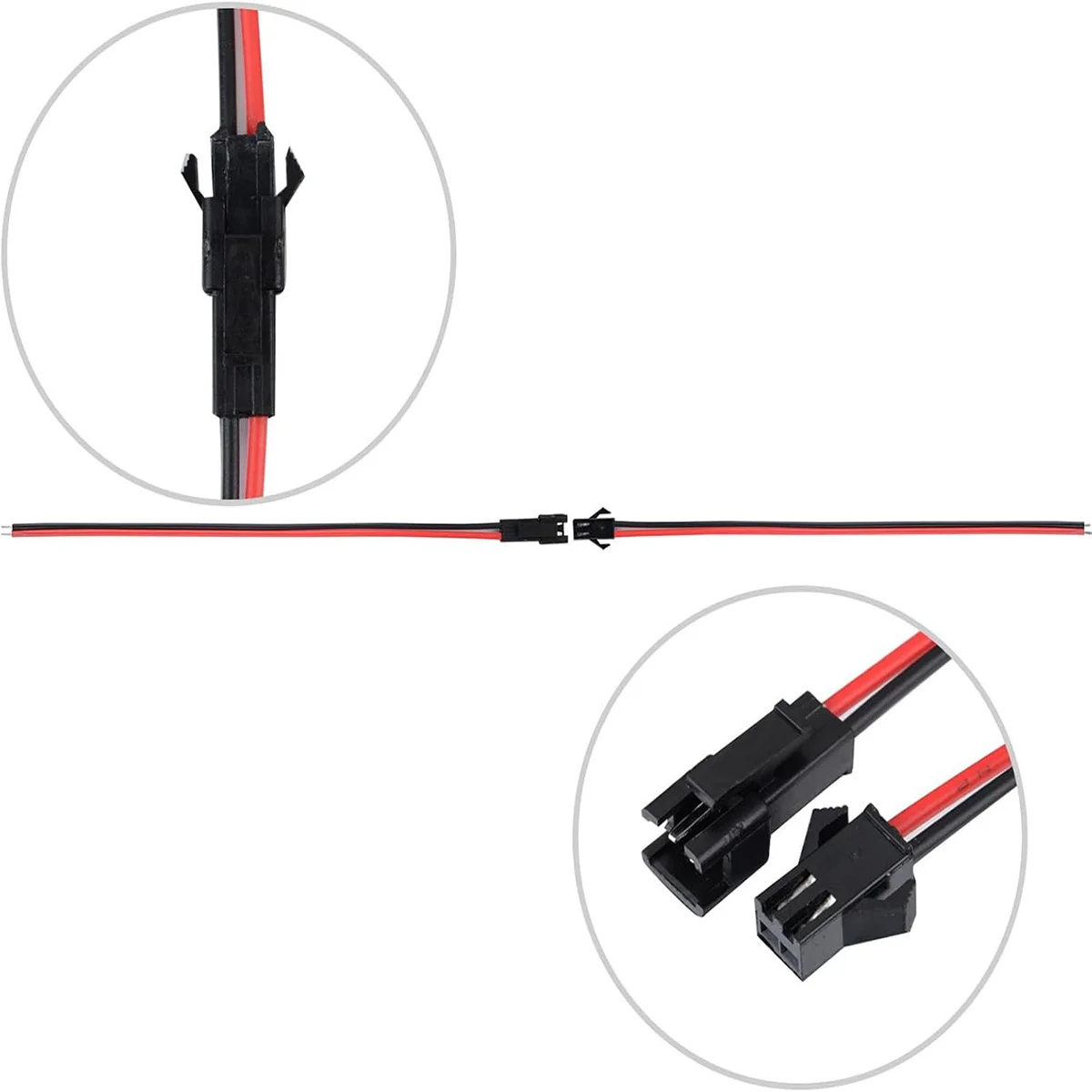 10 Paare Schnellverbinder JST SM 2 Pins, Stecker Männlich-Weiblich, Länge 10 cm, Terminal-Adapter 2-Wege, Einfache Montage für LED-StreifenJST SM Verbinder Kabelverbinder Terminaladapter Schnellverbinder 2 Pins Männlic – Detail 7