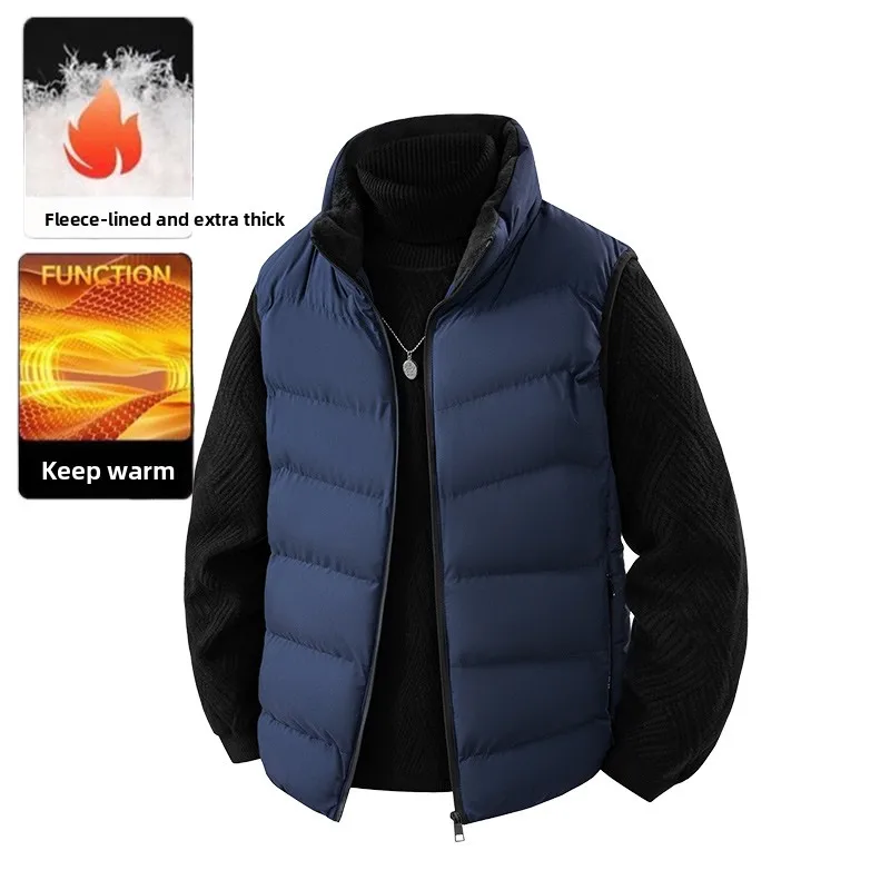 

Outdoor Sport Men Waistcoat Loose and Comfortable Down Waistcoat Teenagers Patchwork Sleeves Solid-color Cotton Jacket Waistcoat