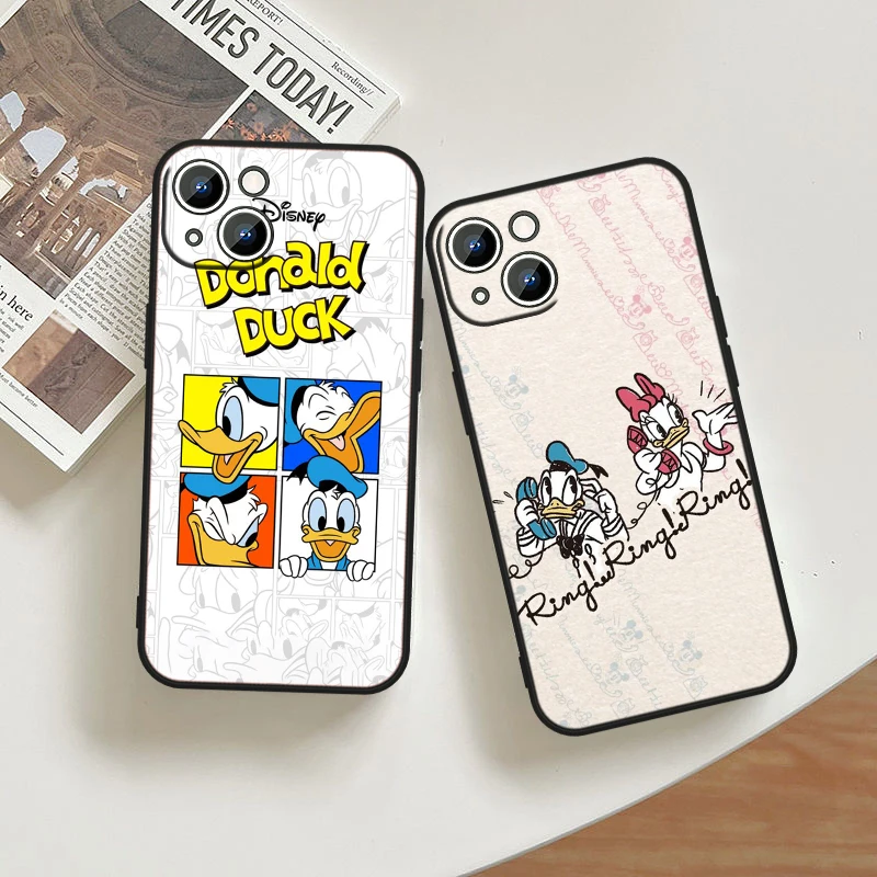 Disney Donald Duck For Apple iPhone 15 14 13 12 11 XS XR X 8 7 6 6S 5 5S Pro Max Plus Black Cover Phone Case