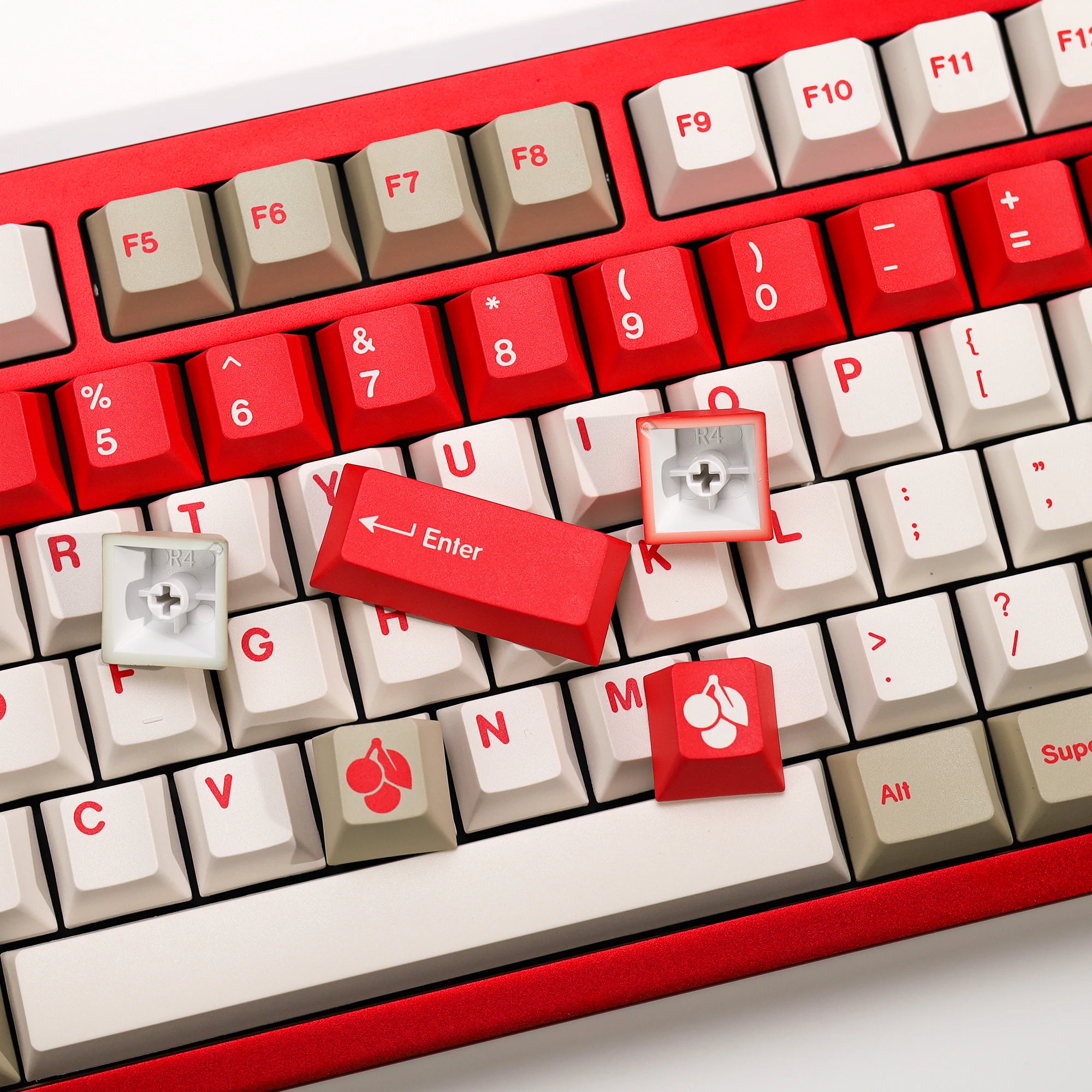 KBDiy Clone GMK Keycaps Red Alert PBT Retro Cherry Profile Alice ISO Keycap For 60 Gaming Magnetic Wooting Mechanical Keyboard
