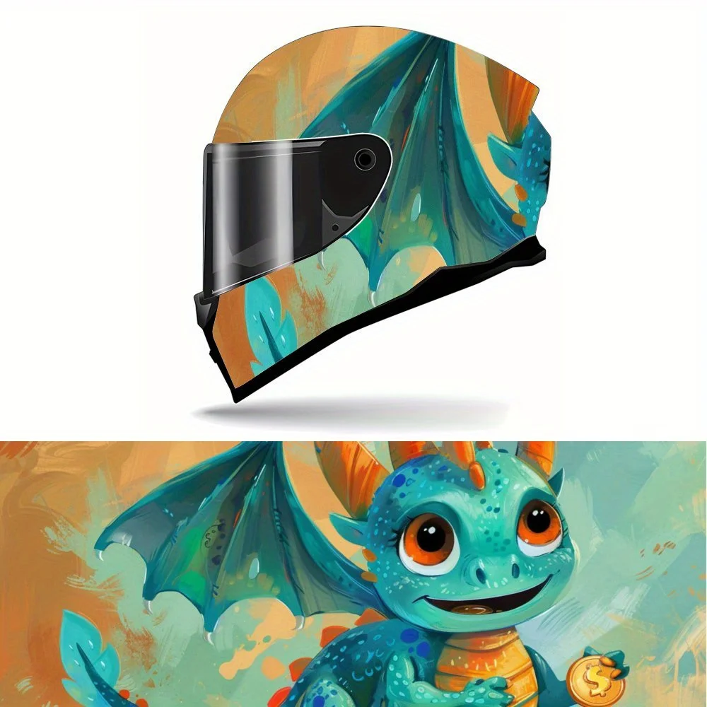 

Full Face Happy Dragon pattern Helmet Decals - Durable and Waterproof PVC, self-adhesive Motorcycle Racing Helmet Aesthetic Stic