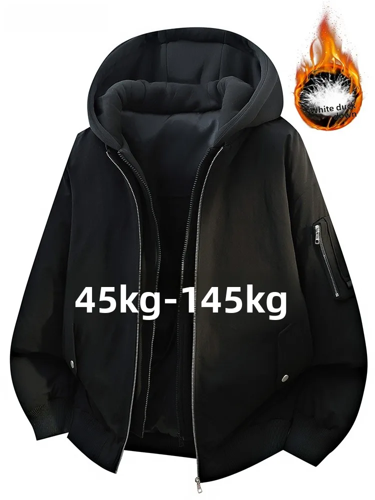 

Men's Thiened White Du down Jaet Winter Warm Coat Large Size Faion Urban Sle Ci Casual Wear Polyester Fiber