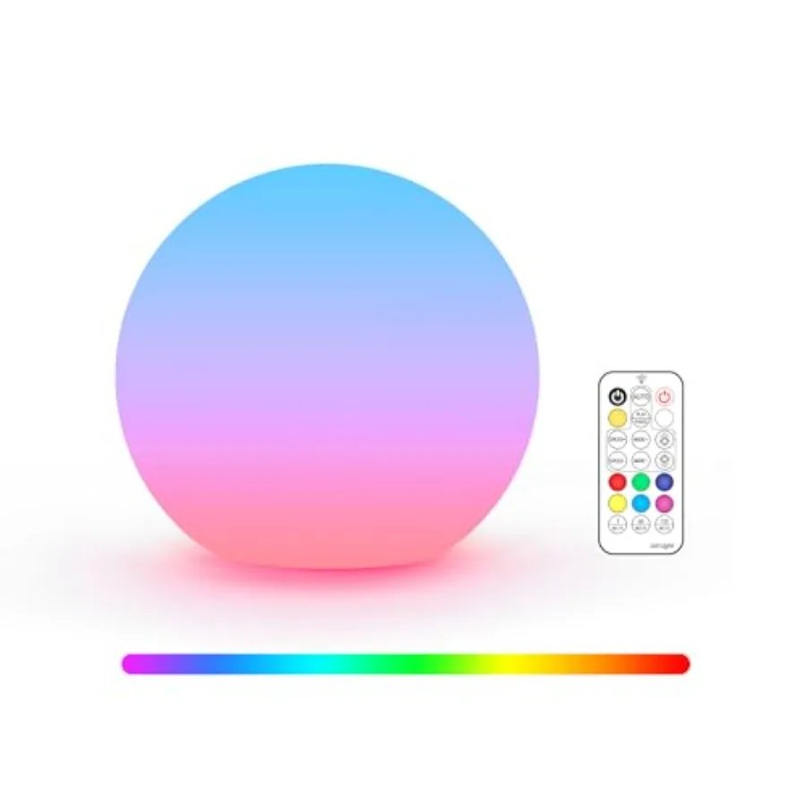 3-inch Rechargeable LED Ball Lights, Sphere Night Light with 16 Colors, 4 Modes, Color Change Mood Lighting, Waterproof Floatin