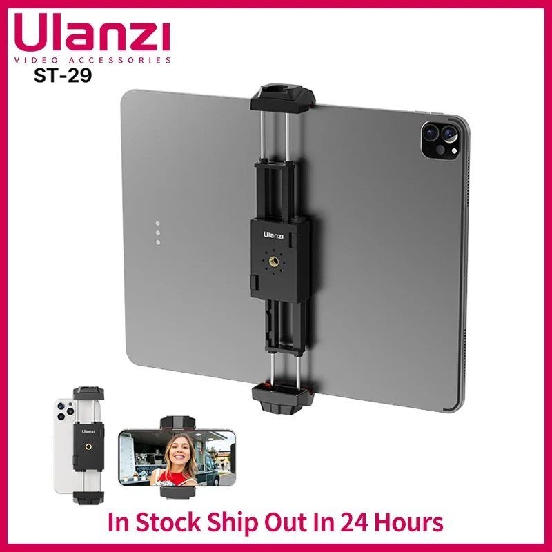 Ulanzi ST-29 Universal Tablet Tripod Mount Stand Phone Holder w Cold Shoe For iPhone iPad Air Pro Horizontal Vertical Shooting