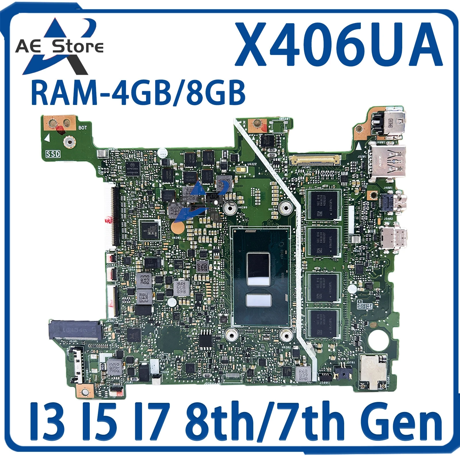 X406U Mainboard For ASUS X406UA S406UA K406UA V406UA X406UAR Y406UA X406UAS Laptop Motherboard I3 I5 I7 8th/7th 4GB/8GB-RAM