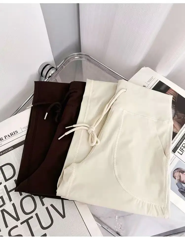 Damen-Sporthose mit lockerer Passform und Taschen, gerade geschnittene, hochtaillierte Fitnesshose, Yoga-Hose, Pilates-Hose – Detail 12