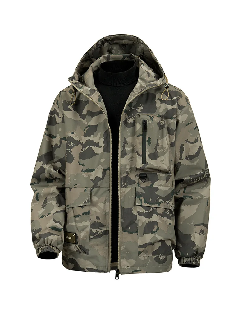 

2025New Autumn and Winter Men's Hooded Camouflage Jacket Fashionable Waterproof Warm Jacket