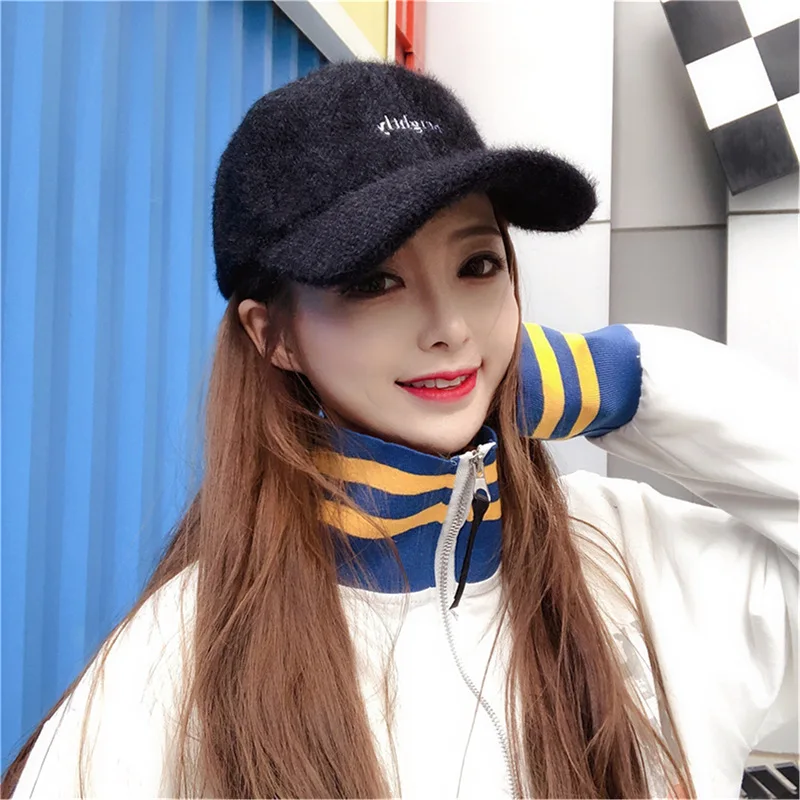Korean Hotsweet Plush Cap Thickening Keep Warm Rabbit Hair Blend Baseball Cap Harajuku Street Goddess Baseball Cap Y2k Women Hat