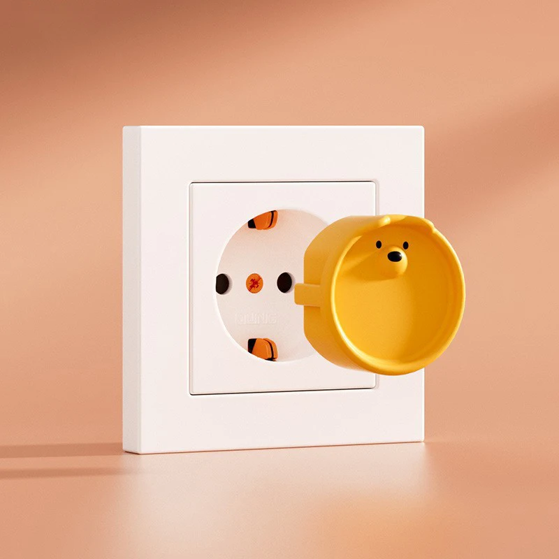 Baby Safety Protection Socket Protective Cover Cute Cartoon Children Electric Shock Prevention Dust Protection Cover