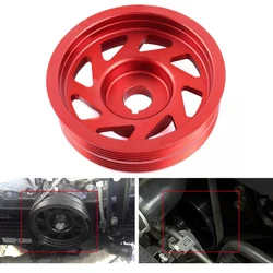 Billet Aluminum Light-Weight Crankshaft Crank Pulley Fits For Subaru Impreza WRX STI Red/Black