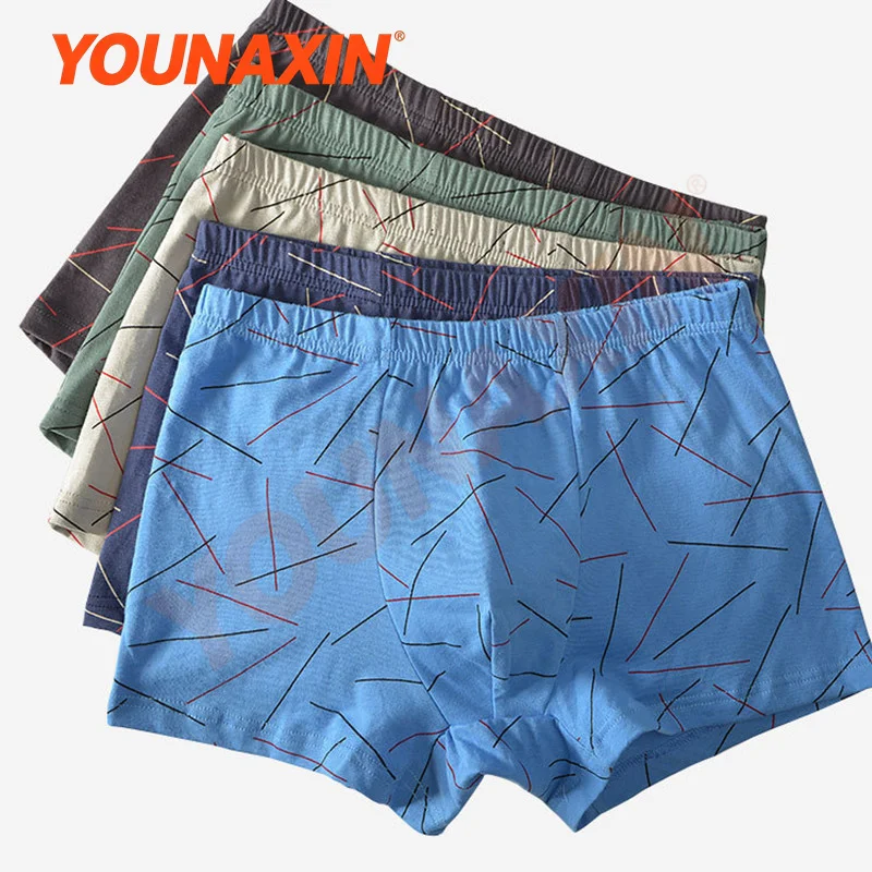 5 Pieces Big Size Men Boxer Briefs Cotton Underwear Loose Shorts Comfortable Random Large Size XL 2XL 3XL 4XL 5XL YOUNAXIN