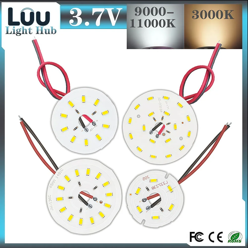 5PCS 3.7V 1.5W 2.5W LED Light Board 46mm 56mm 65mm 75mm Cool White10000K Warm White3000K For Hand‑made Desk Lamp Light Source