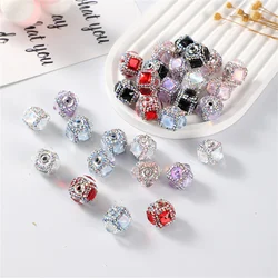 ST17 16mm High Quality Glass Cube Straight Hole Beads Handmade Key Chain Necklace DIY Bag Chain Bead Accessories Material