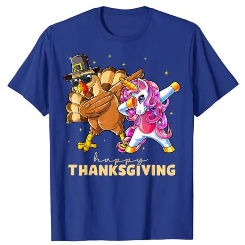 Happy Thanksgiving Unicorn Turkey Dabbing Funny Kids T-Shirt