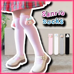 Kawaii My Melody Kids Plush Doll Keen High Socks Sanrio Cinnamoroll Pochacco Anime Lolita Girl Thigh High Socks with Lace Edge