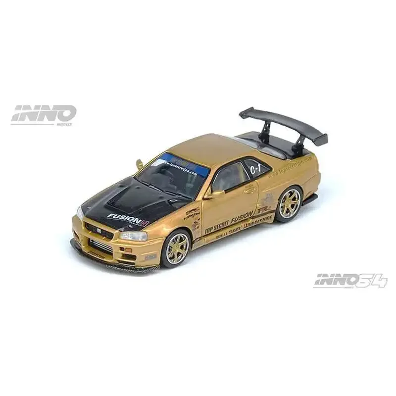 

INNO In Stock 1:64 TOP SECRET Nissan Skyline R34 GTR Gold Car Model Collection Miniature Toys Diecast Diorama