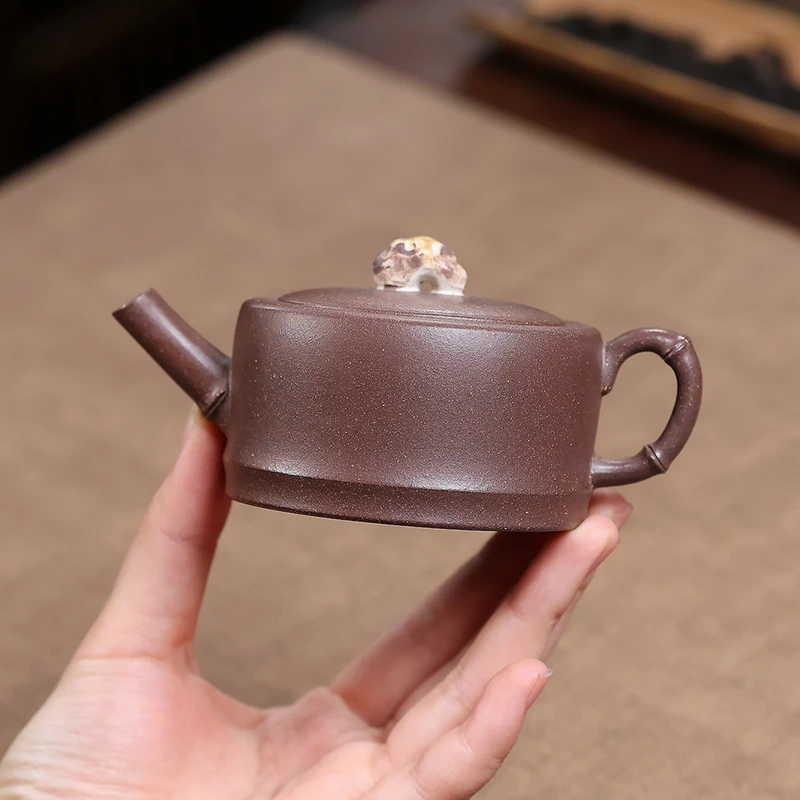100ml Chinese Yixing Purple Clay Teapots Small Capacity Tradition Handmade Bamboo Joint Tea Pot Zisha Kettle Tea Set Teaware