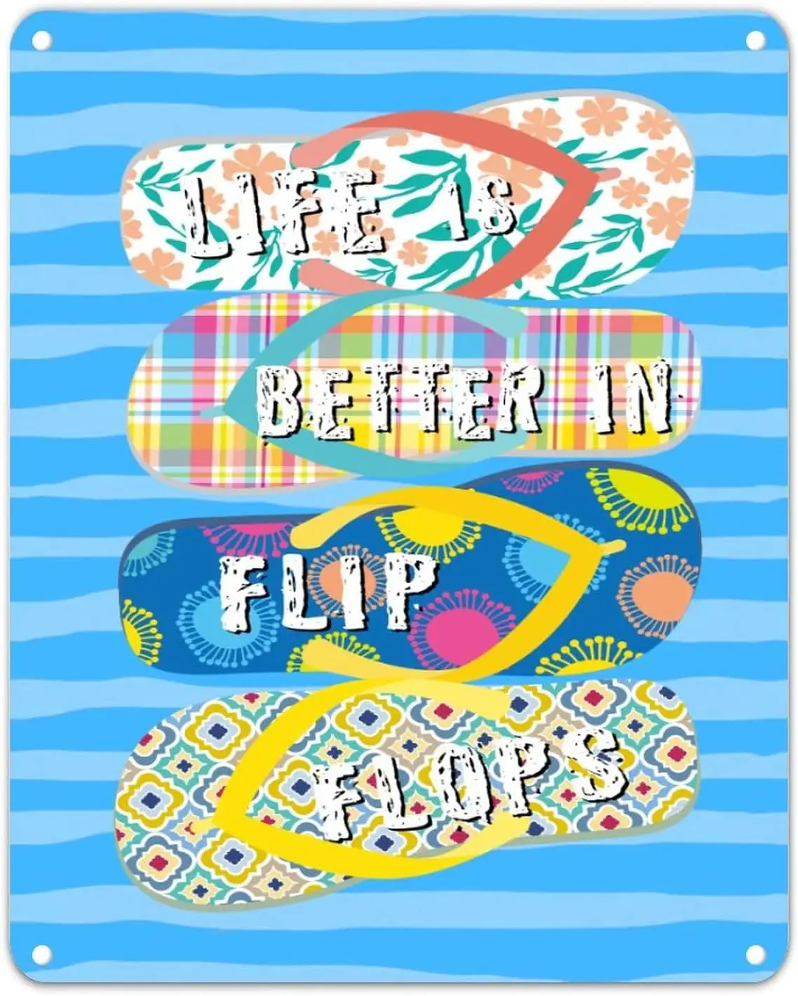 Flip Flops Tin Sign Shabby Beach Metal  Windproof Fade Resistant Vintage Plaque for Garage Man Cave Bar Kitchen-a