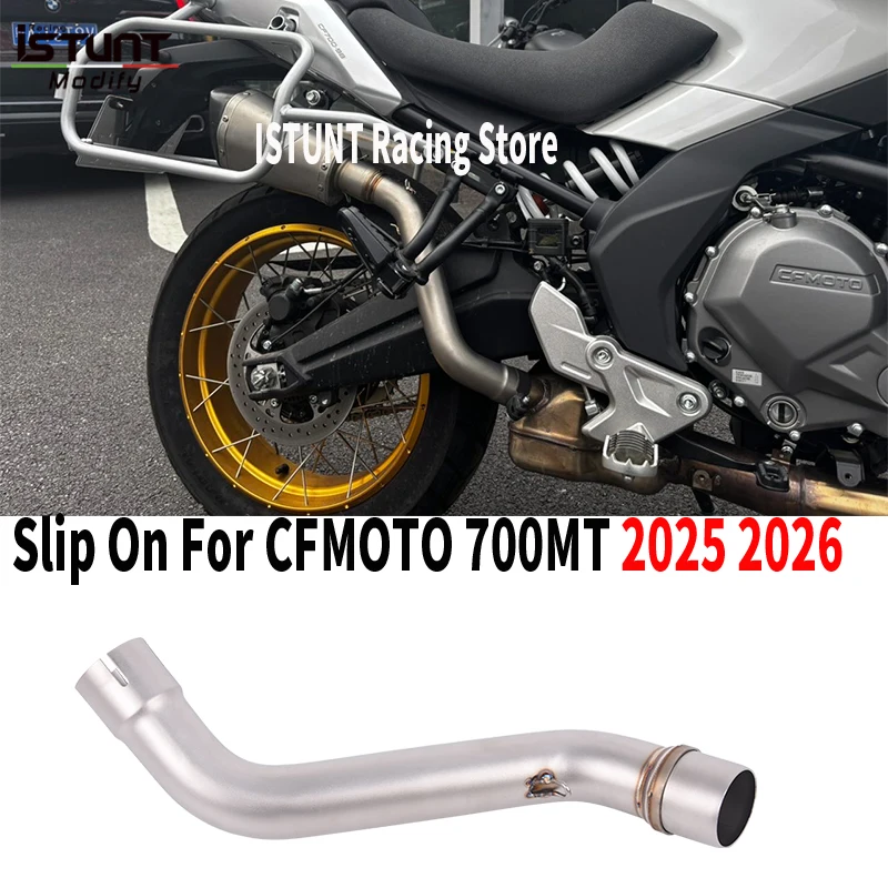Slip On For CFmoto 700MT 700 MT 2025 2026 Motorcycle Exhaust System Escape Moto Pipe Street Moto Titanium alloy Middle Link Pipe