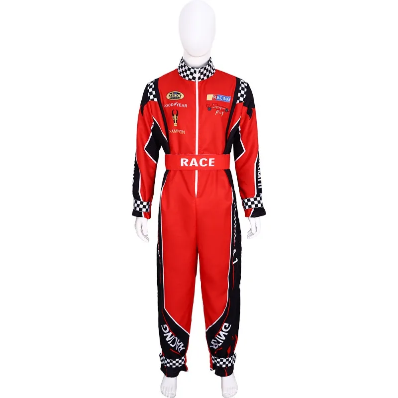 Classic One-Piece Racer Cosplay Costume Men and Women Red Training Racing Uniform Suit For Halloween Karting Jersey Clothing