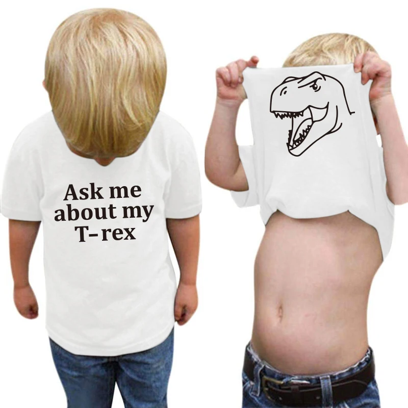 Baby Ask me About My T-rex Kids Baby Boys T-Shirt Cotton Tees for Kids t-shirts New Fashion Boys and Short Sleeve Funny Tees Top