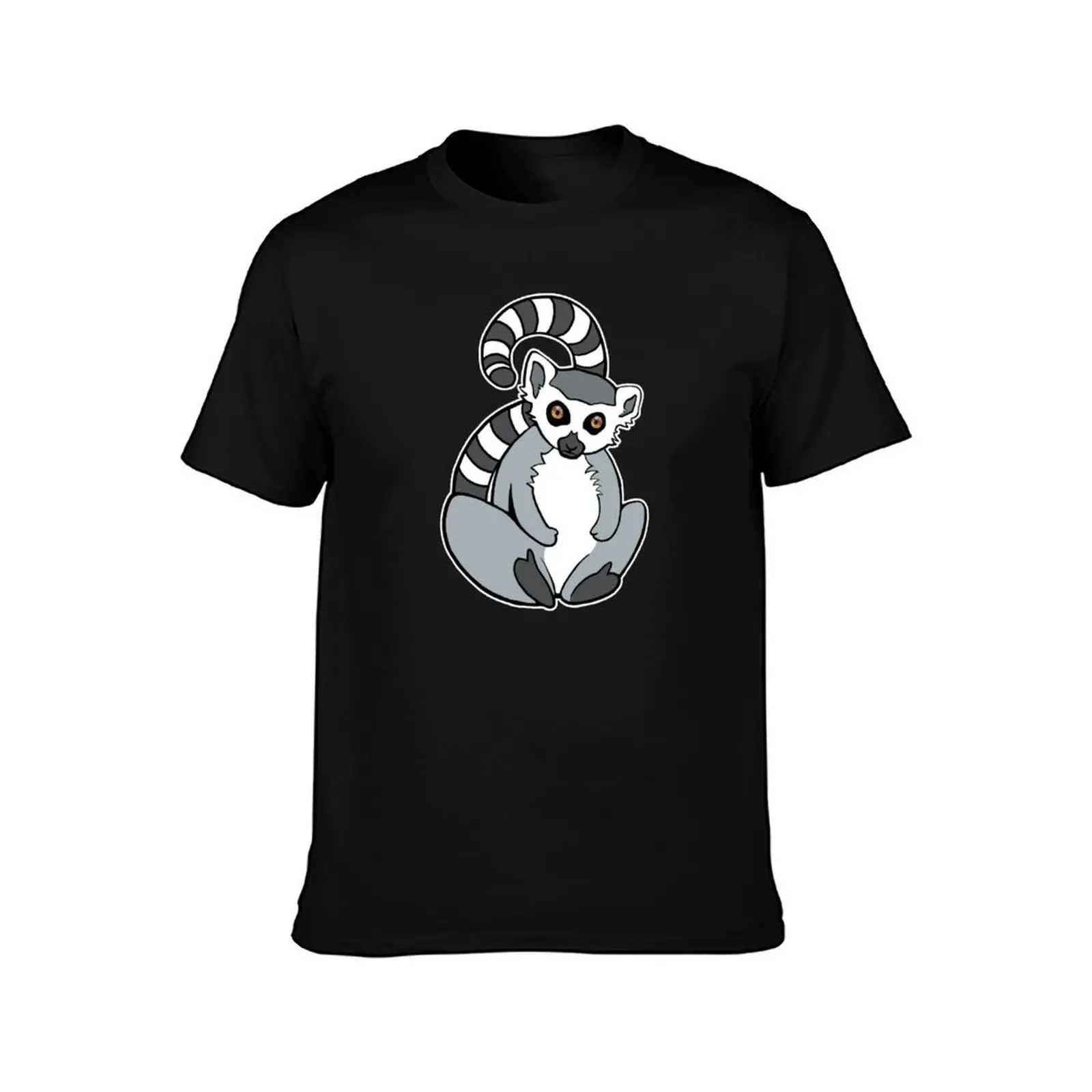 Sitting Ring-Tailed Lemur T-Shirt, Summer Casual Cotton Tee, Oversized Streetwear Tops, Vintage Graphic Print, Unisex Men Women