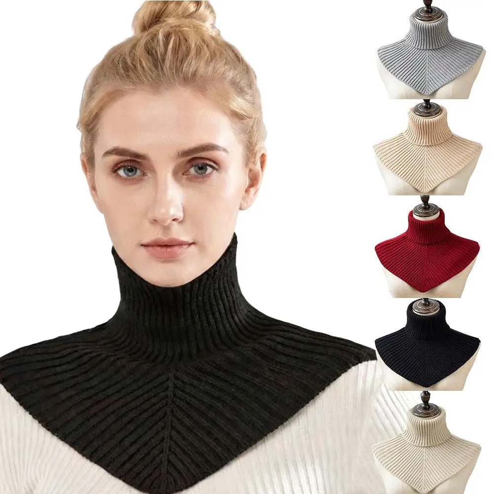 Women Winter Knitted Cotton Fake Collar Scarf Women Warm Turtleneck Neck Warmer Detachable Winter Windproof Scarf 36*28cm