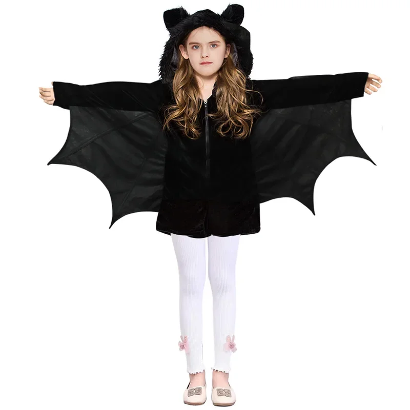 Kinder Vampir Fledermaus Cosplay Kostüm Junge Mädchen Halloween Film Superheld Kapuzenjacke Kürbis Hose Partyanzug