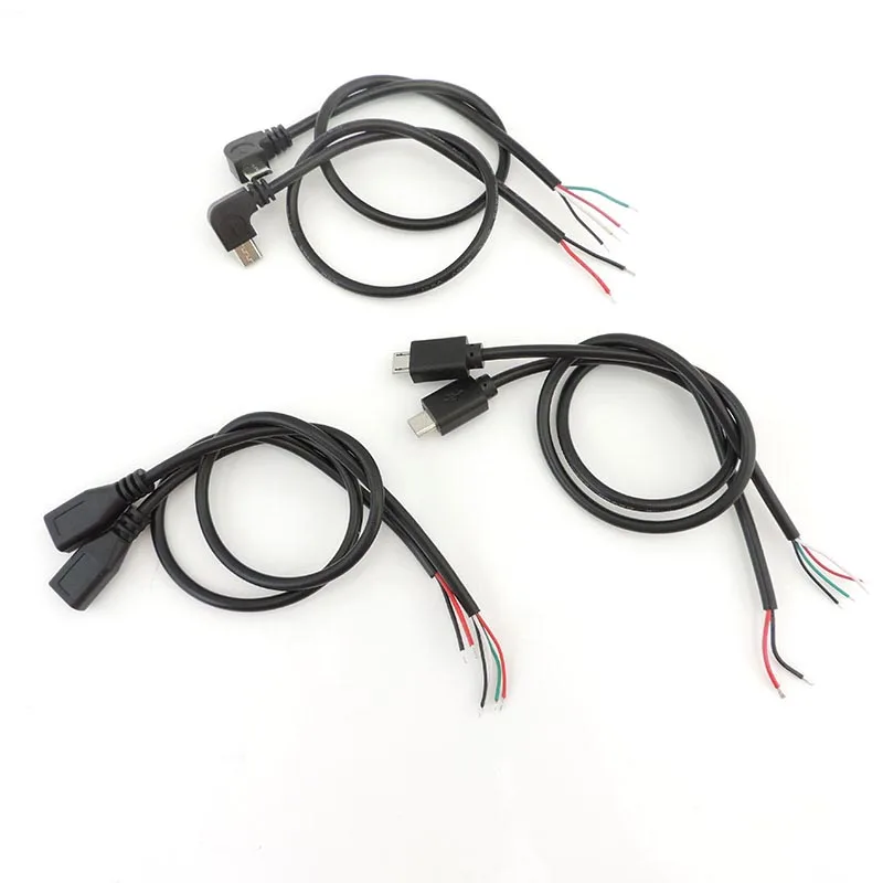 Micro USB 2.0 A Female male Jack Extended Cord Cable 2Pin 4Pin 4 Wire Data Charge Line Connector DIY for Android interface U26