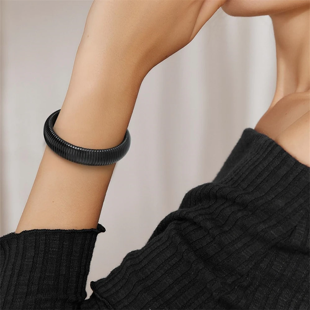 Trendy Stack Chunky Bracelet Gold Plated Punk Pulsera Sainless Steel Jewellery Woman Bangles Accessories