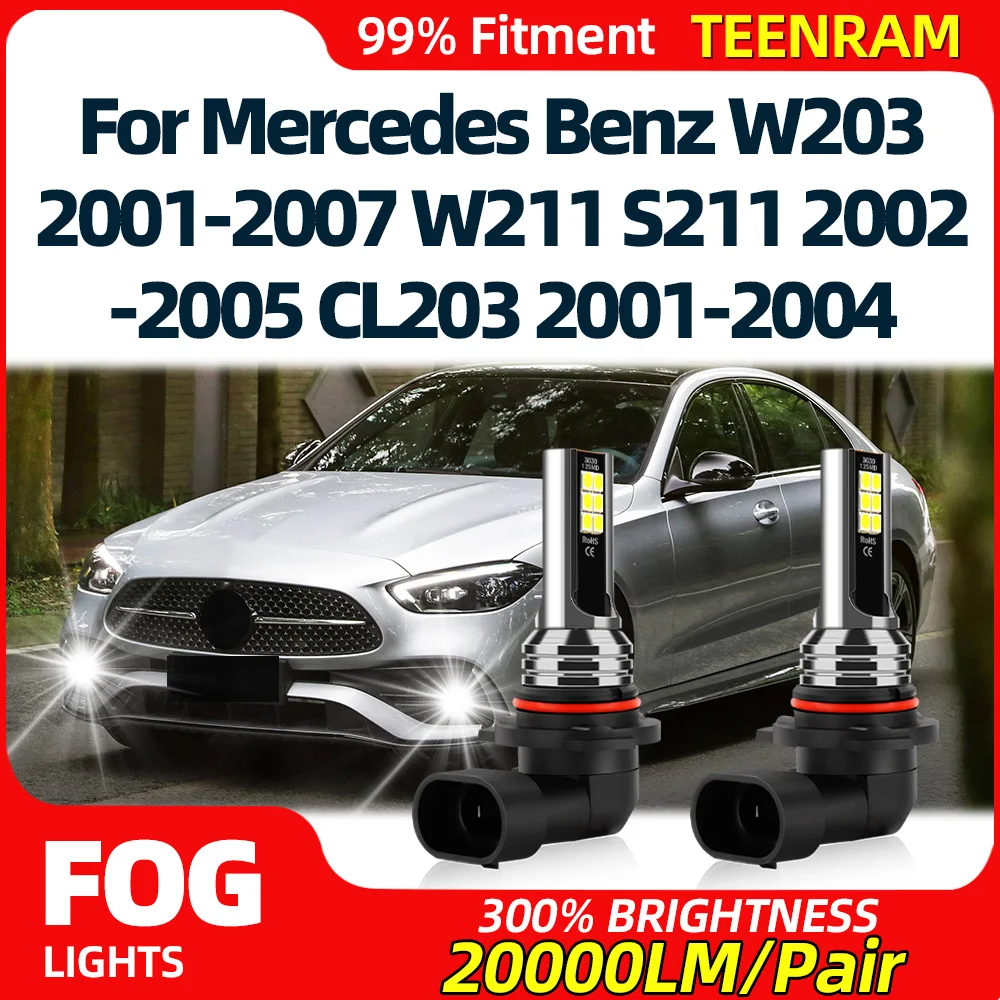 20000LM High Quality Auto Fog Lamp 6000K Car Fog Lights 12V For Mercedes Benz W203 2001-2007 W211 S211 2002-2005 CL203 2001-2004