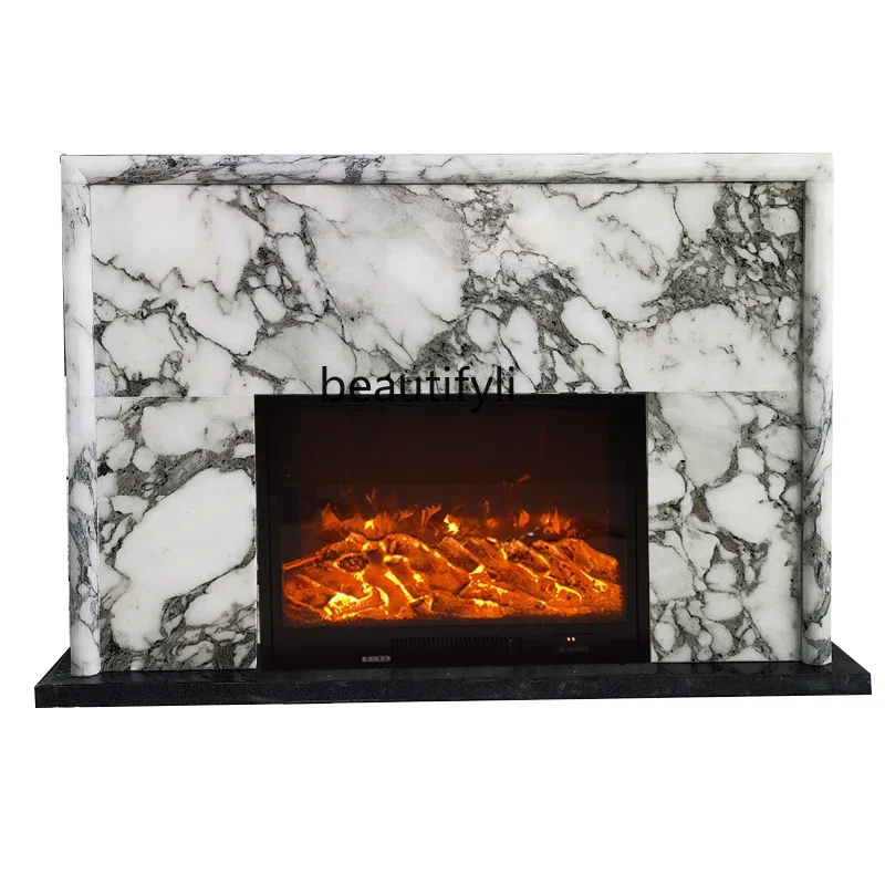 

A Marble Fireplace Arabescato Stone French Stone Carving Fireplace Indoor Heating Fireplace Curio Cabinet