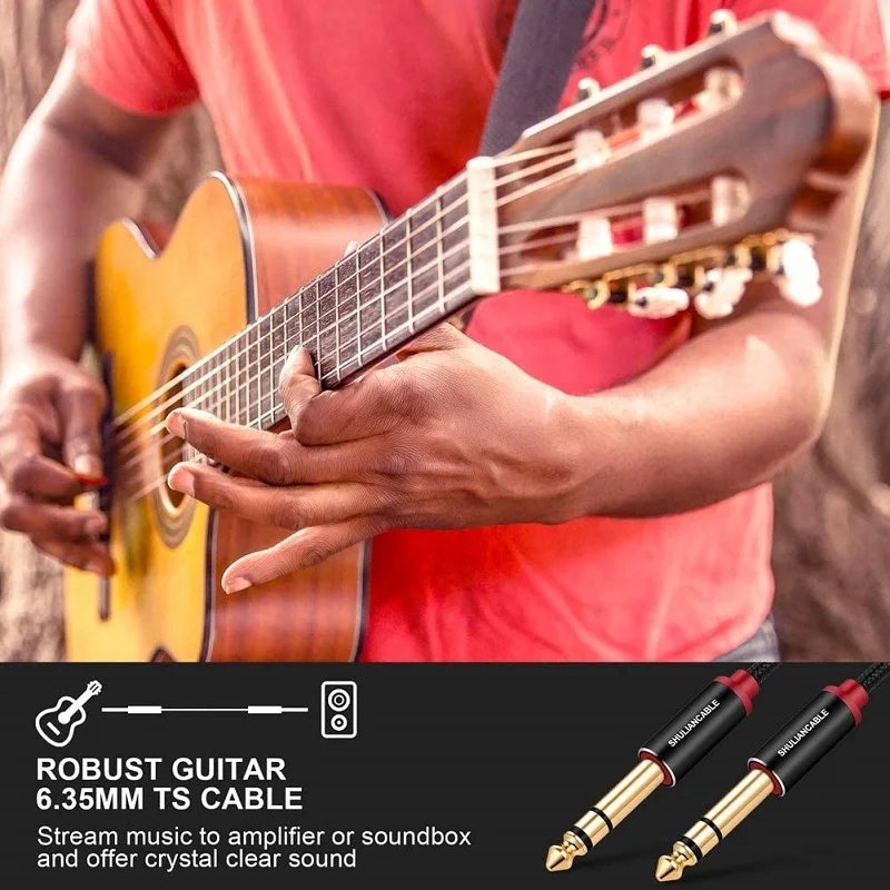 SHULIANCABLE Instrument cable 6.35mm (1/4) TRS to 6.35mm (1/4) TRS stereo audio cable, suitable for electric guitars bass