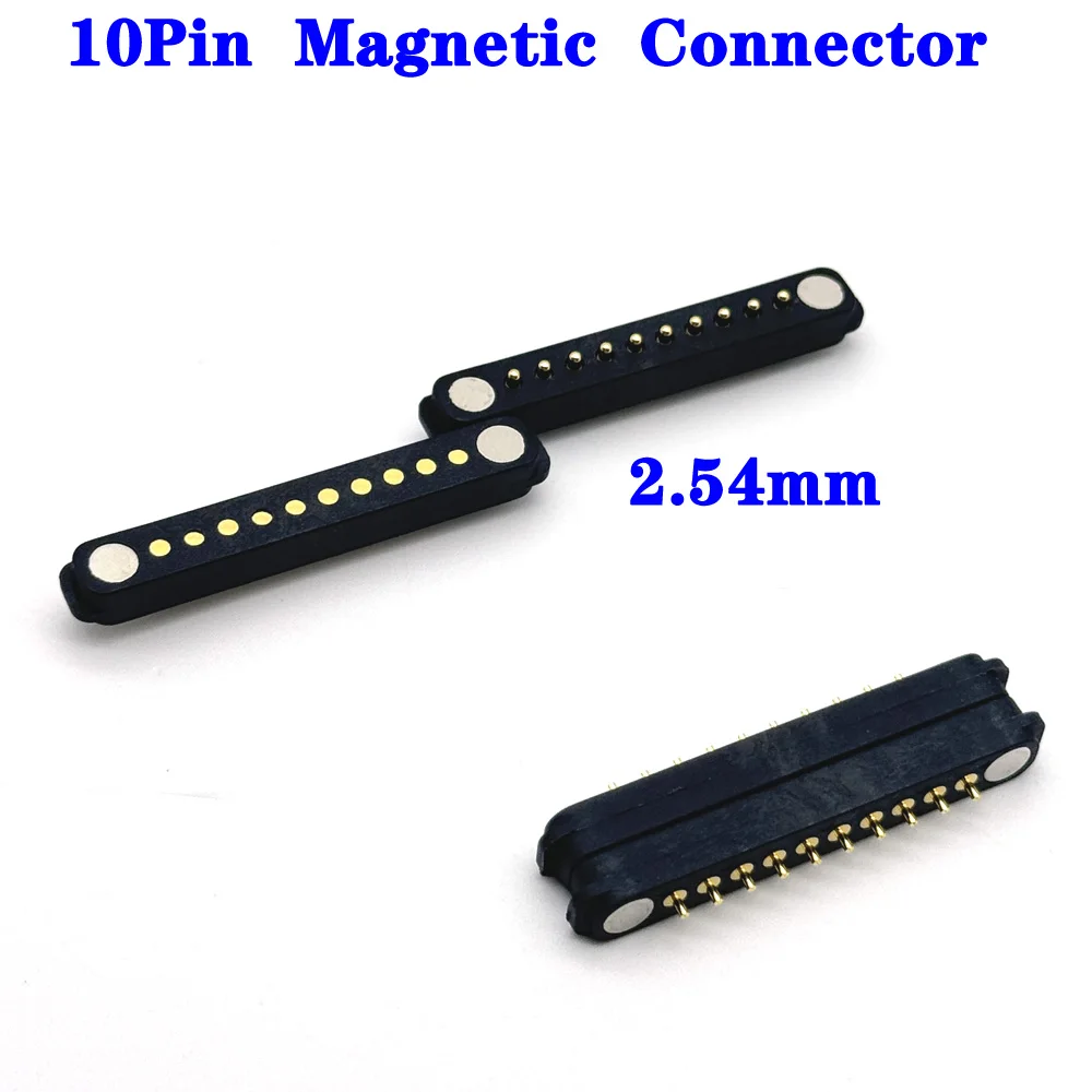 100Pair 10Pin spacing 2.54mm DC Magnetic Pogo Pin Connector Pogopin Male Female Spring Loaded Waterproof DC Power Socket