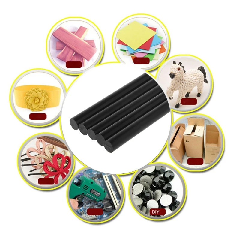 5pcs Hot Melt Colla Stick Nero di Alta Adesivo 11mm Per Il FAI DA TE Giocattoli Strumento di Riparazione