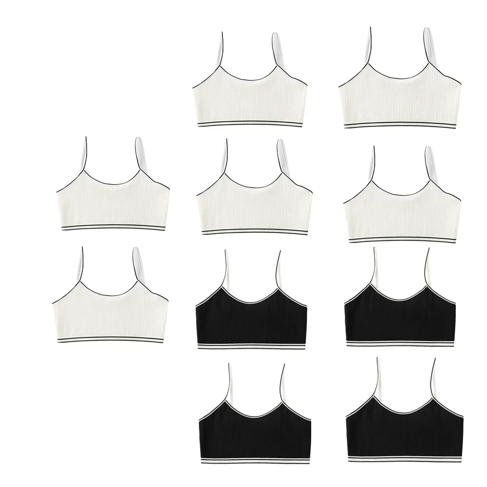 

10Pc/Lot Teenage Girl Sling Training Bra Soft Cotton Cute Bralette Underwire Free Underwear for Puberty 8-14Y