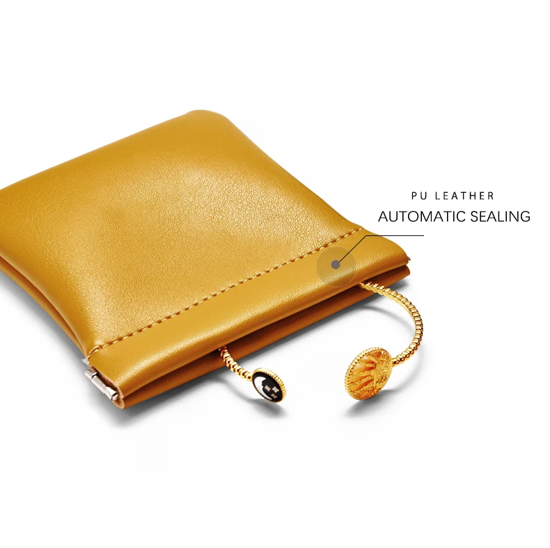 Oirlv 5 Stück Tragbare PU-Leder Schmuckbeutel mit Verschluss Aufbewahrungstasche für Ringe, Ohrringe, Halsketten Mehrfarbige Mini-Organizer – Detail 2