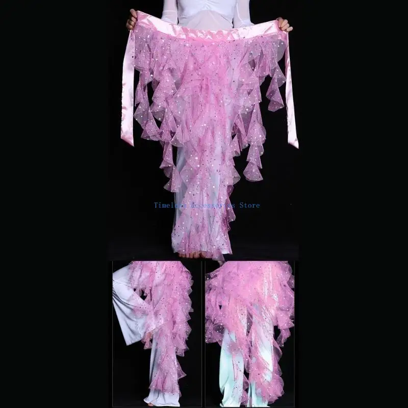 97QE قابل للتعديل الرقص الشرقي الخصر حزام للف الوسط الورك التفاف وشاح الورك لراقصة البطن الهندية مرحلة العروض الخصر الملحقات #4