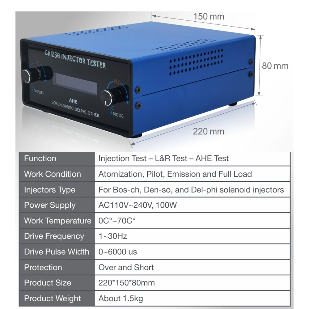 Diesel CRI230 Common Rail Injector Tester For BOSCH DENSO DELPHI CAT Injector Tester Electromagnetic With AHE Common Rail Tool