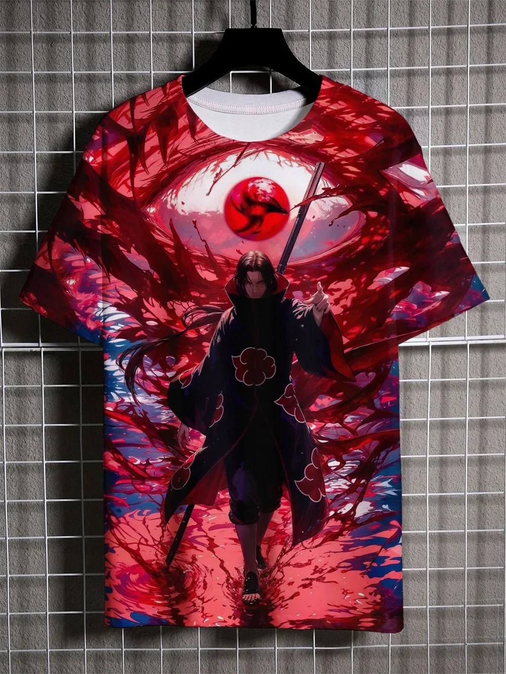 

2025 New Anime Naruto Men T Shirt 3D Printed Uchiha Sasuke Pattern Short Sleeve Daily Leisure Sports Street Style Clothing