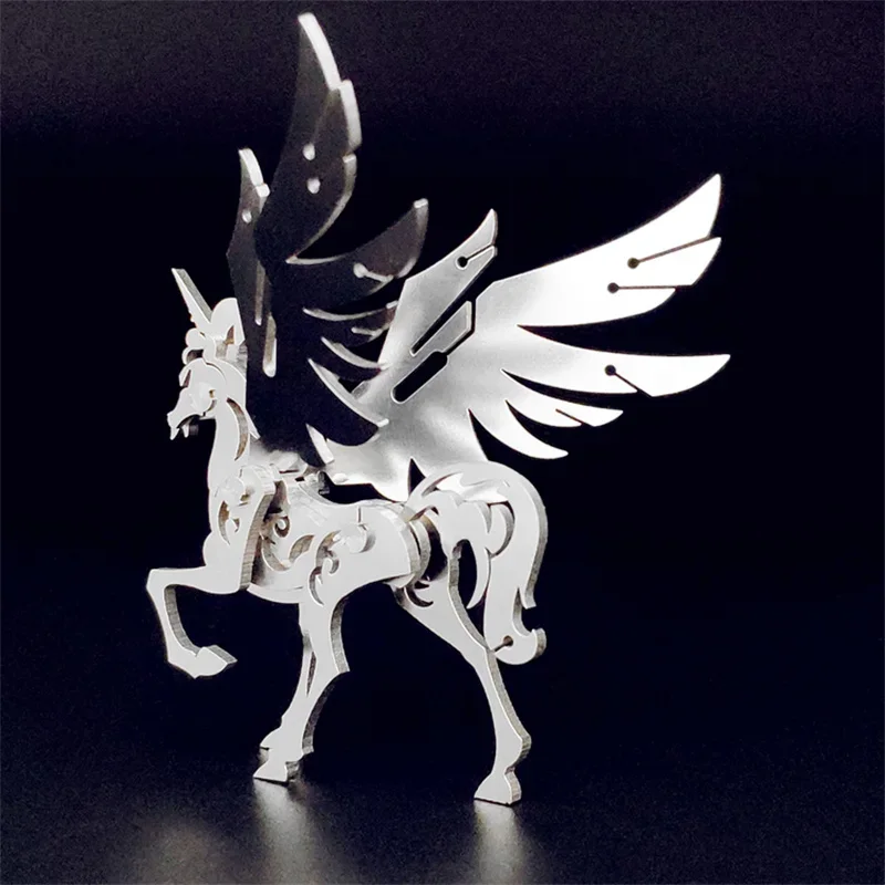 Microworld 3D Puzzle Hewan Logam Model Unicorn Kecil DIY Mainan Jigsaw Rakitan untuk Hadiah Ulang Tahun Anak-anak untuk Dekorasi Rumah