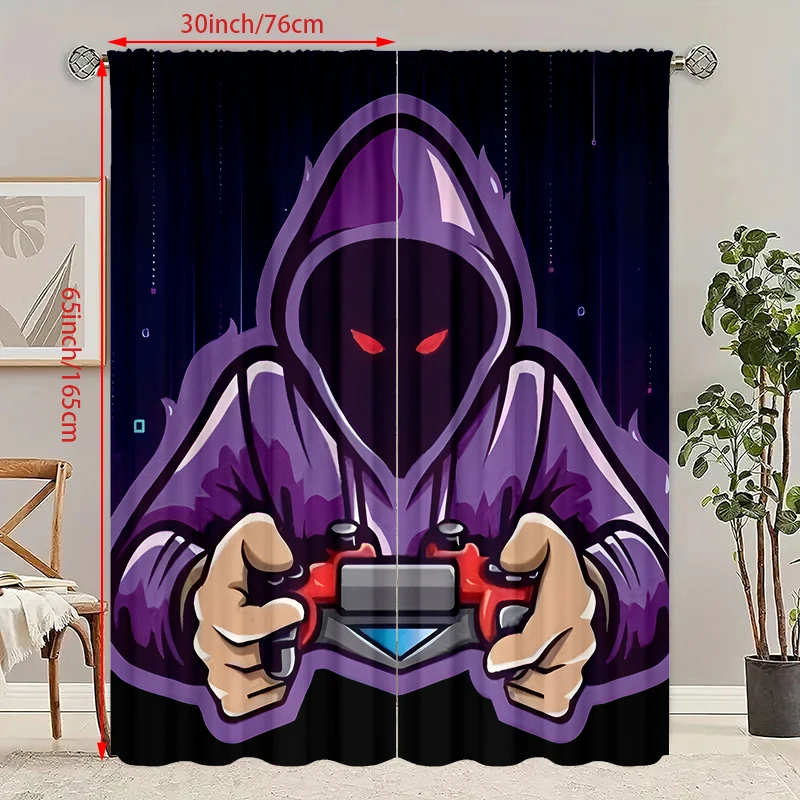 2 pieces of Hacker portrait printed curtains, pole bag curtains 30*65, home decoration, room decoration