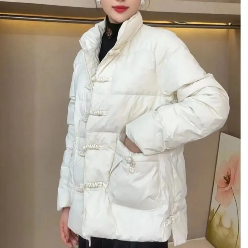 Women  Winter  Hooded  New  Down Jacket  Short  Retro  Lightweight  Warm  Casual  Elegant  Pocket  Design  Fashion  New Chinese