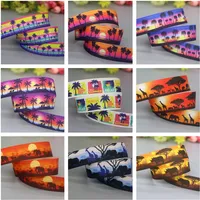 DHK 7/8'' 5yards Africa Landscape Animal Printed Grosgrain Ribbon Accessories Material Collar Decoration DIY Sewing Craft C2067