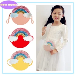 2024 new children's cute crossbody Bag Rainbow round Coin purses little girl shoulder bag Girl Princess little money bags NAB167