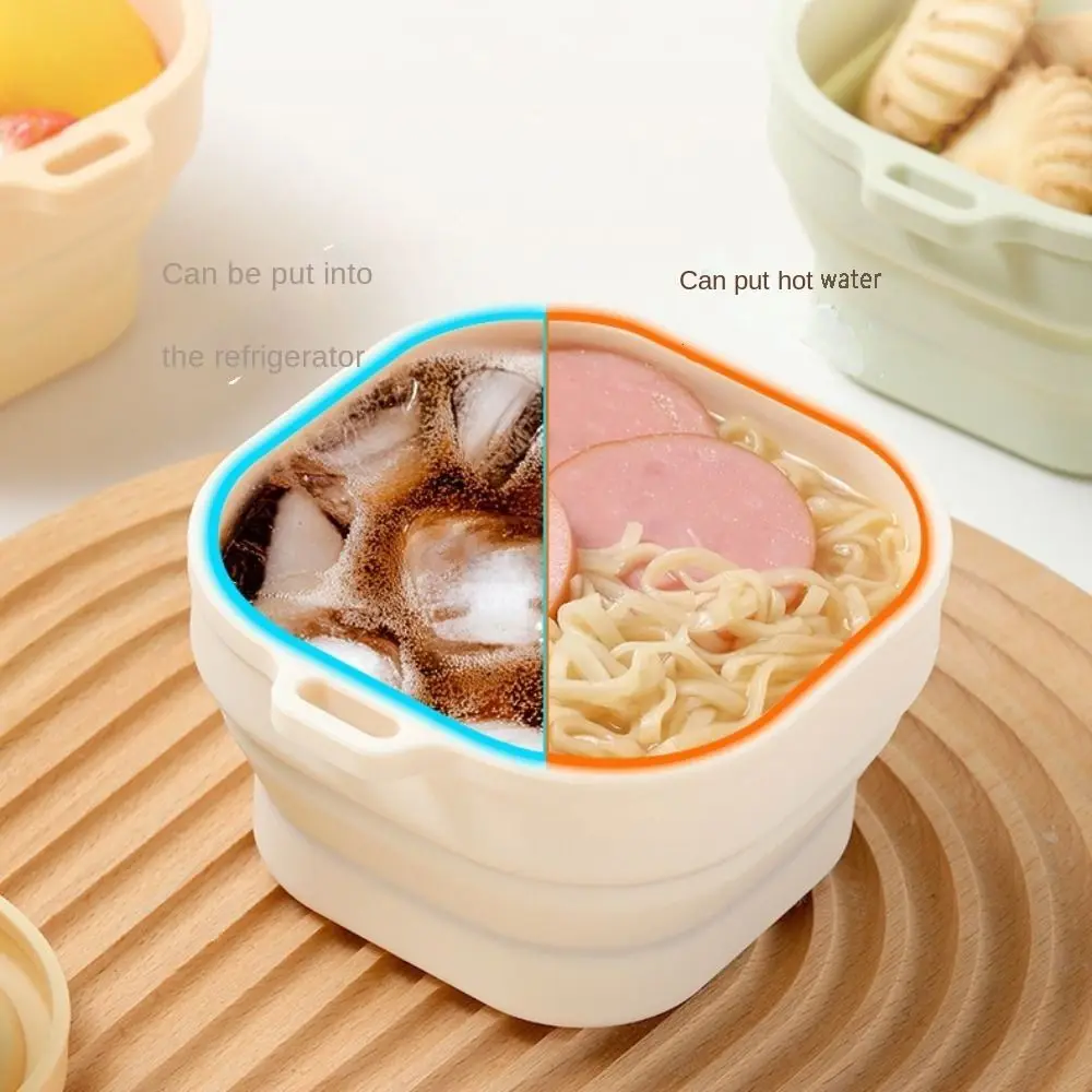 

400ml Foldable Lunch Box Silicone with Lid Camping Bowls Non slip bottom Large Capacity Food Storage Container Outdoor