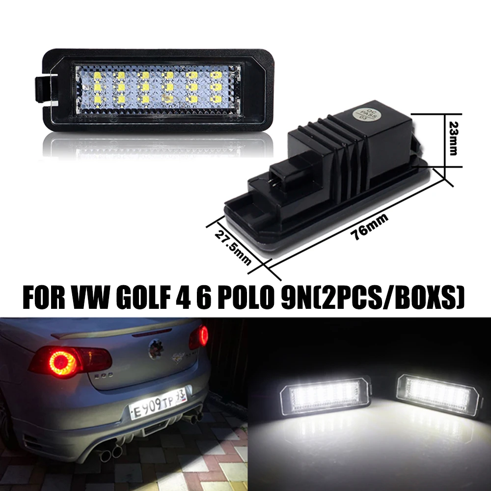 12V For VW GOLF 4 6 Polo 9N Seat Leon Altea Skoda Touran Transpiarter Car LED Number License Plate Light Lamp Canbus Car Styling