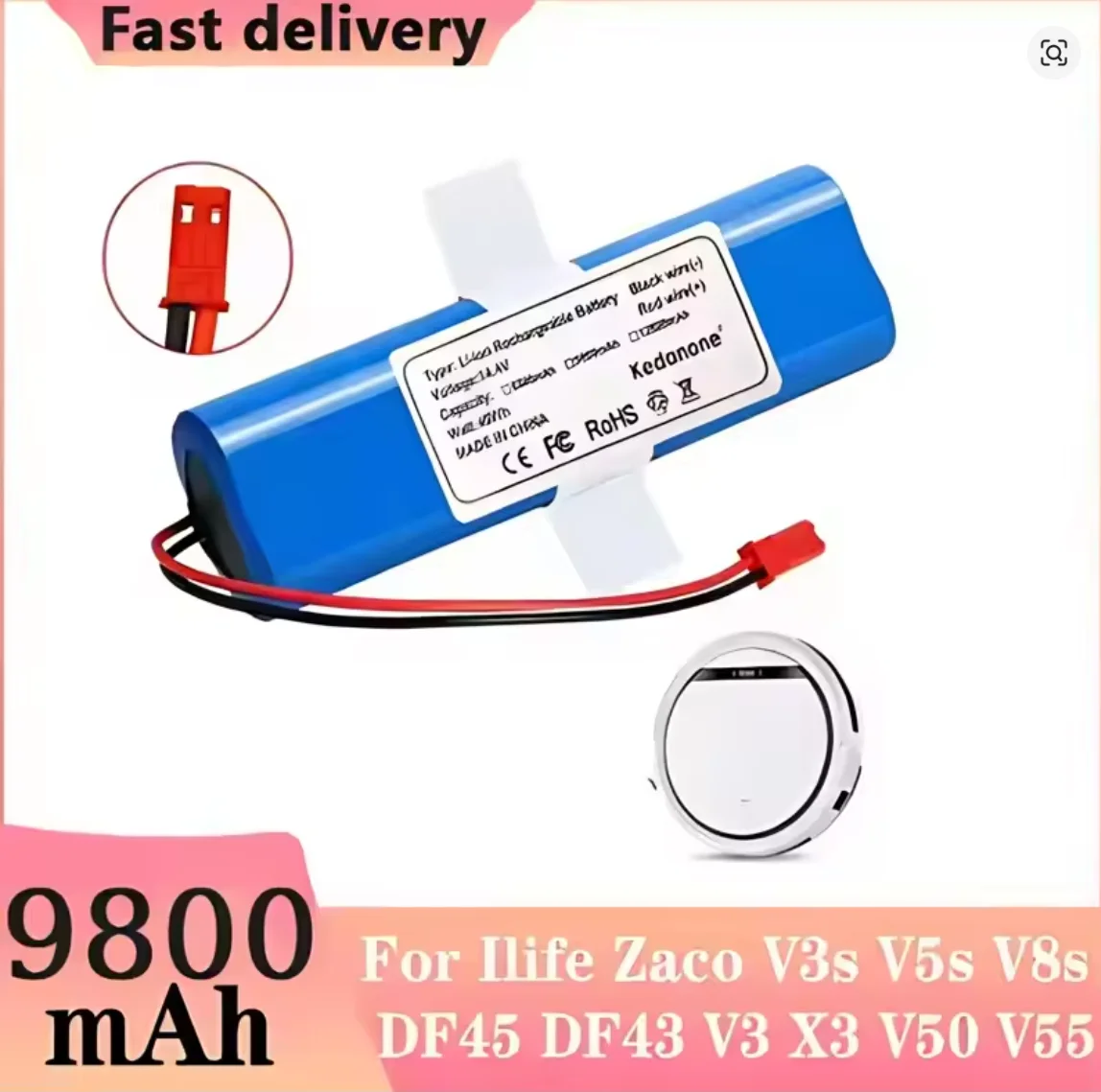 

Original 14.8V 6800mAh 12800mAh Replacement Battery For ilife V50 V55 V8s V3s Pro V5s Pro V8s X750 Robot Vacuum Cleaner