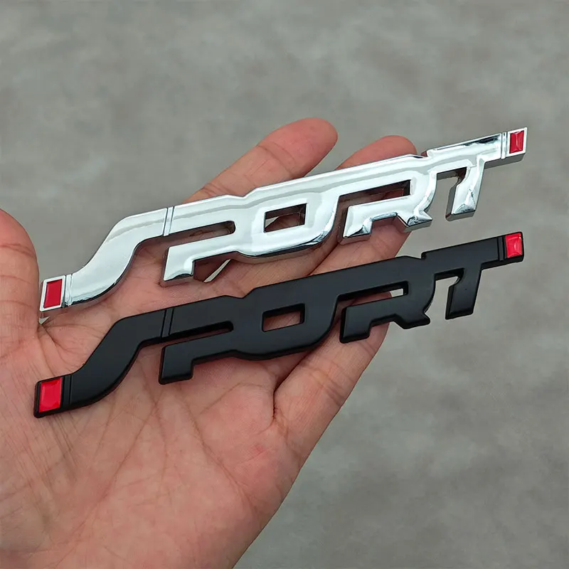 1PC Metall Chrom Schwarz Buchstaben Sport Logo Auto Hinten Stamm Aufkleber Wort Emblem Abzeichen Aufkleber Auto Styling Zubehör