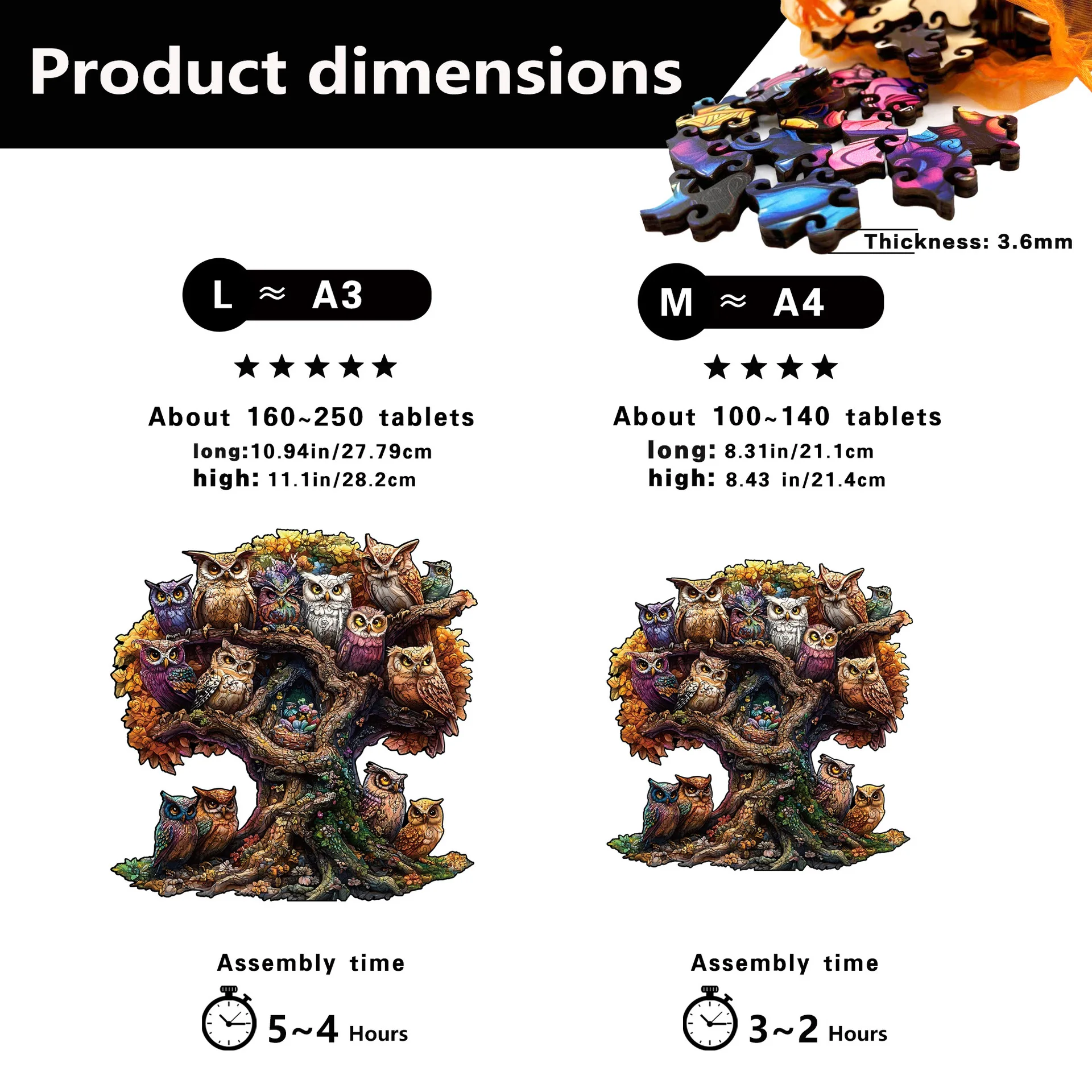 138/209 قطعة ألعاب ألغاز البومة الفريدة على شكل بومة لغز لديكور المنزل ألعاب تعليمية ممتعة هدايا عيد الميلاد للأطفال والكبار